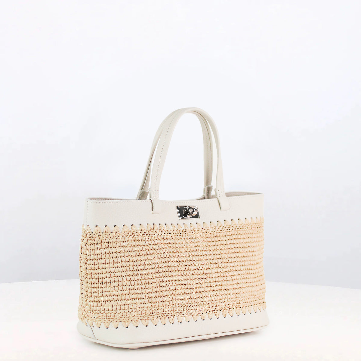 SAC CABAS EN RAPHIA SEINE20 IVOIRE