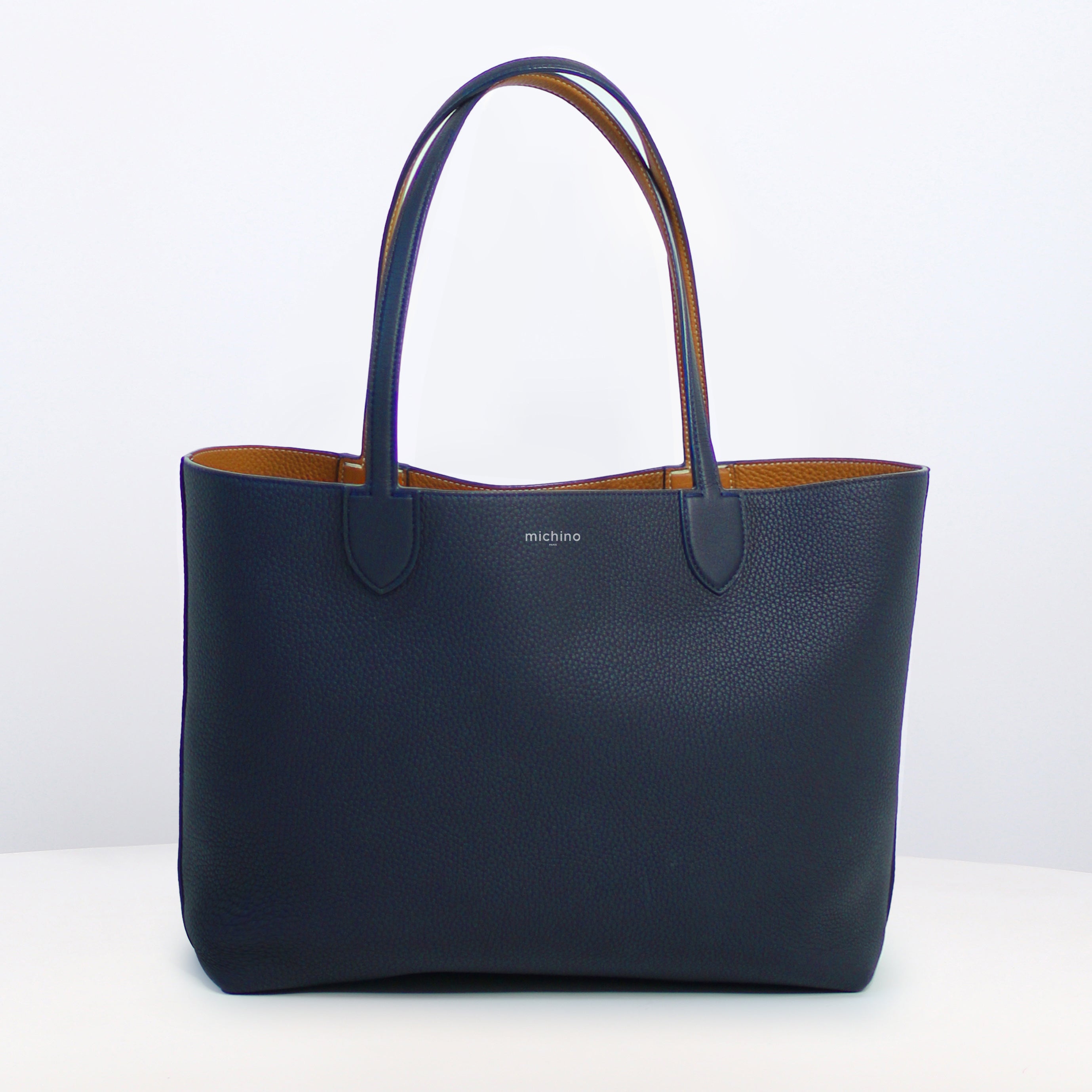 SAC CABAS EN CUIR RÉVERSIBLE RIVOLI EST/OUEST CAMEL/SMOKE