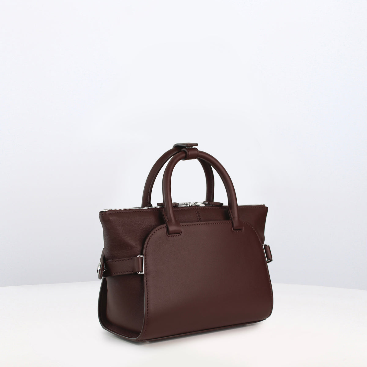 LEATHER HANDBAG SEPTIEME MINI PRUNE