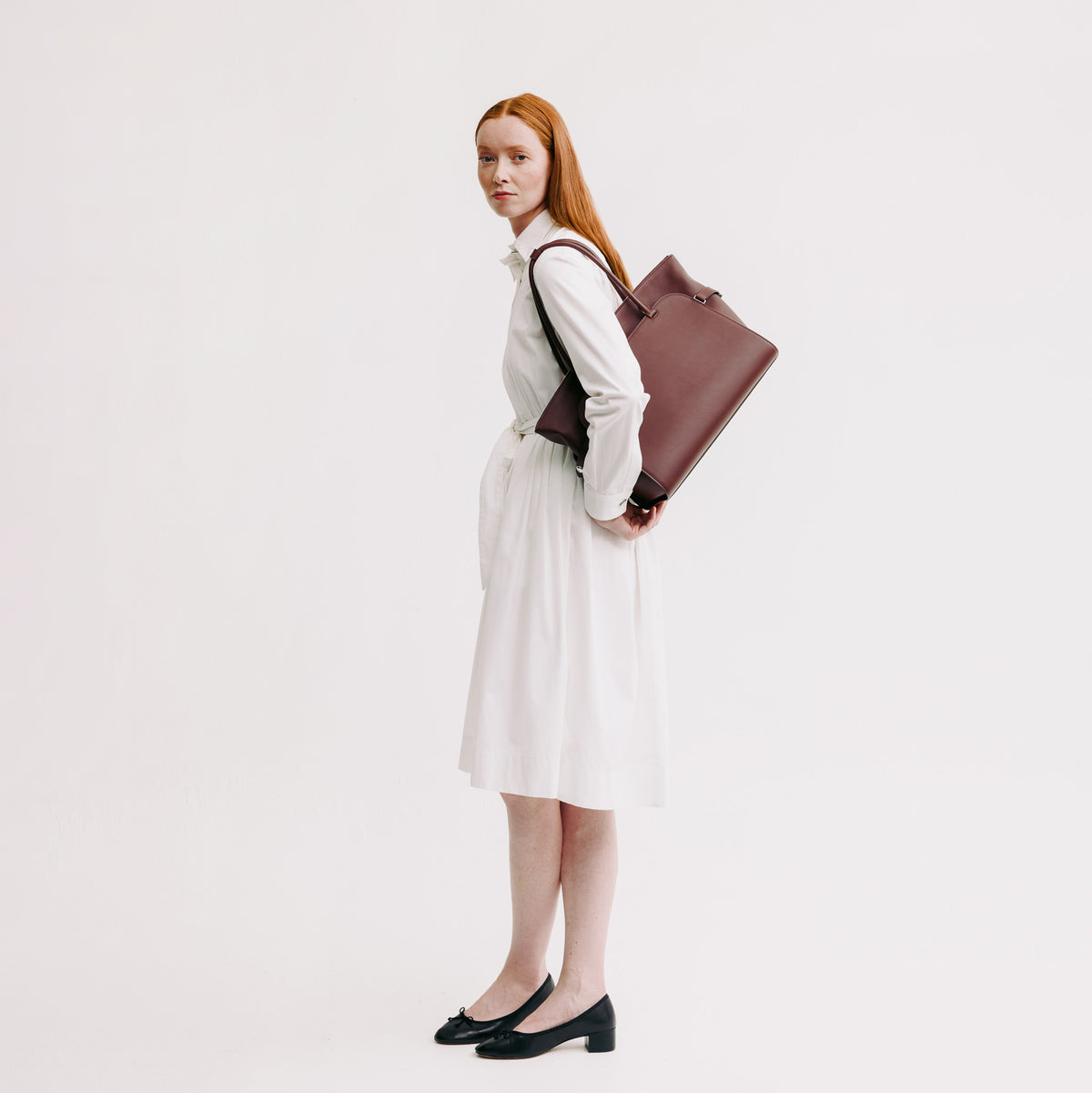 LEATHER HANDBAG SEPTIEME MM PRUNE