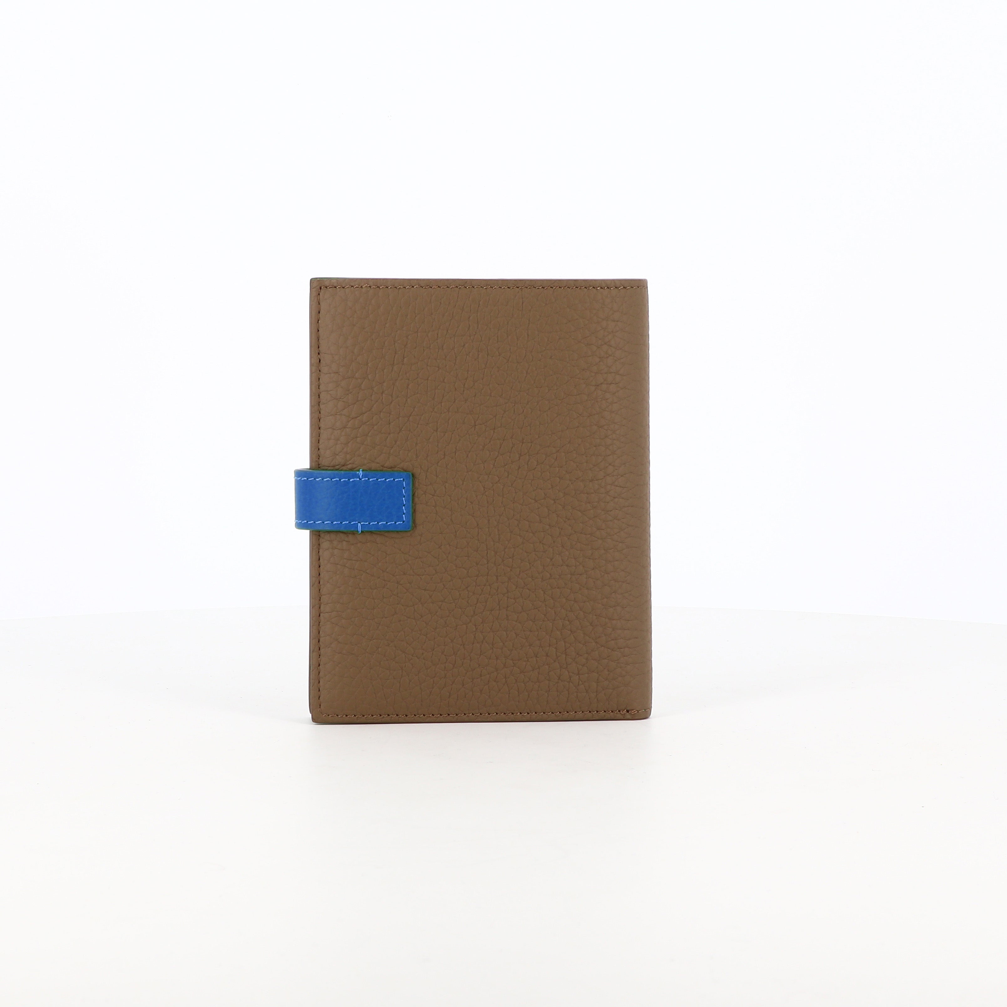 PORTEFEUILLE MOYEN EN CUIR TAUPE / BLEU TRANSAT