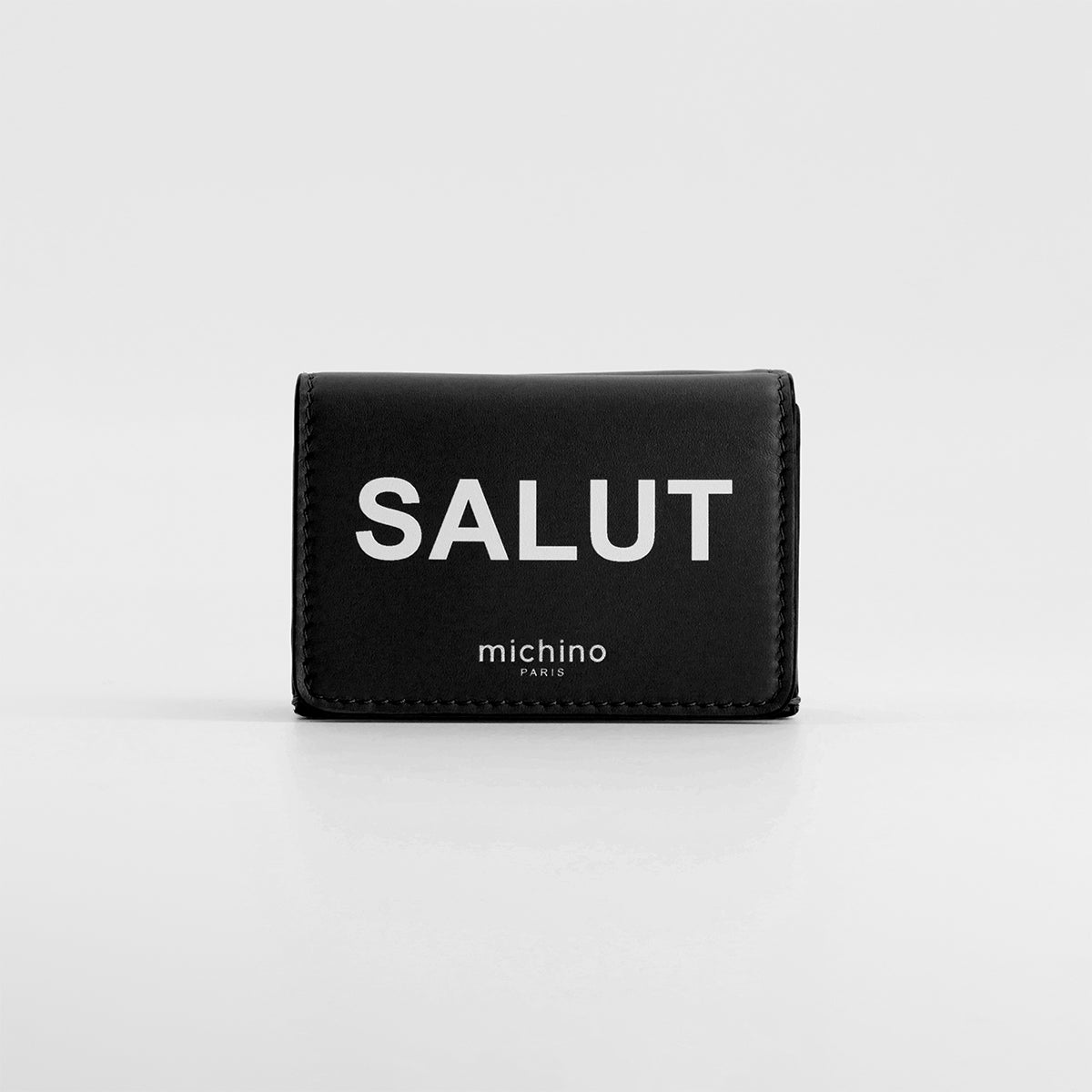 MINI PORTEFEUILLE SALUT EN CUIR NOIR