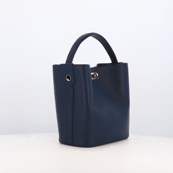 SAC SEAU EN CUIR ODEON MINI BLEU MARINE