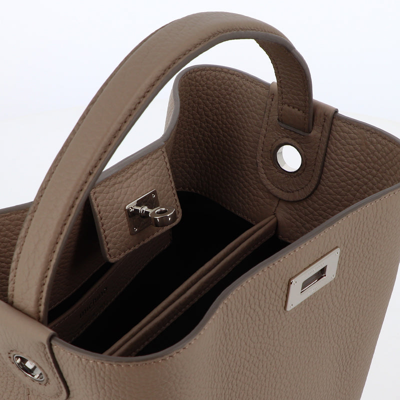 LEATHER BUCKET BAG ODEON MINI TAUPE