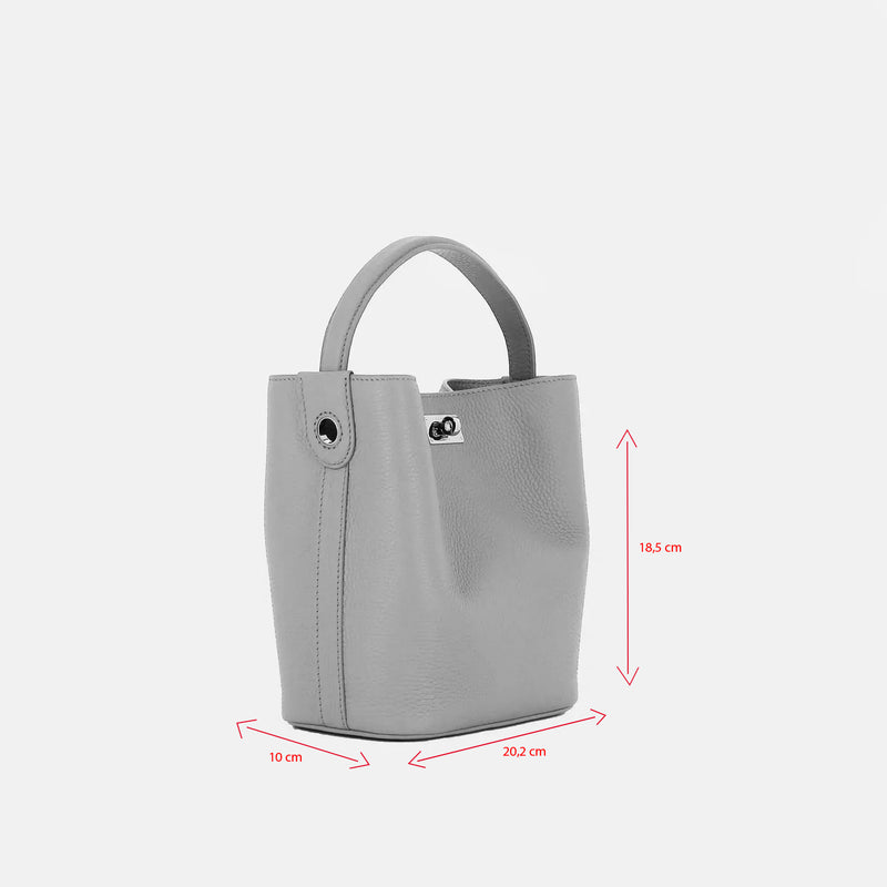 LEATHER BUCKET BAG ODEON MINI TAUPE