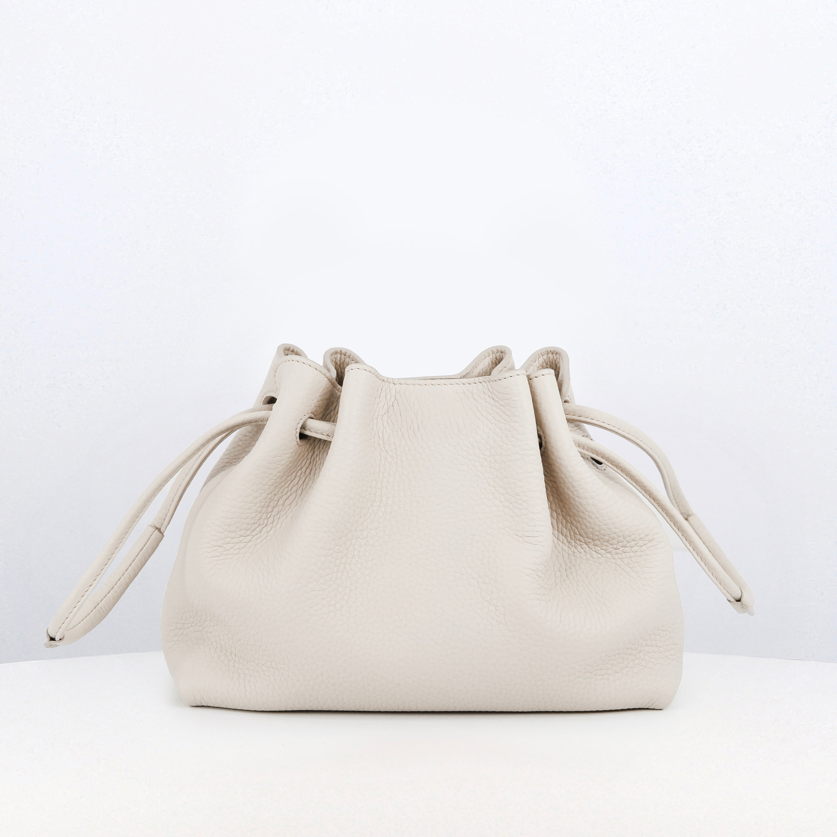 LEATHER DRAWSTRING BAG COLETTE MINI IVORY