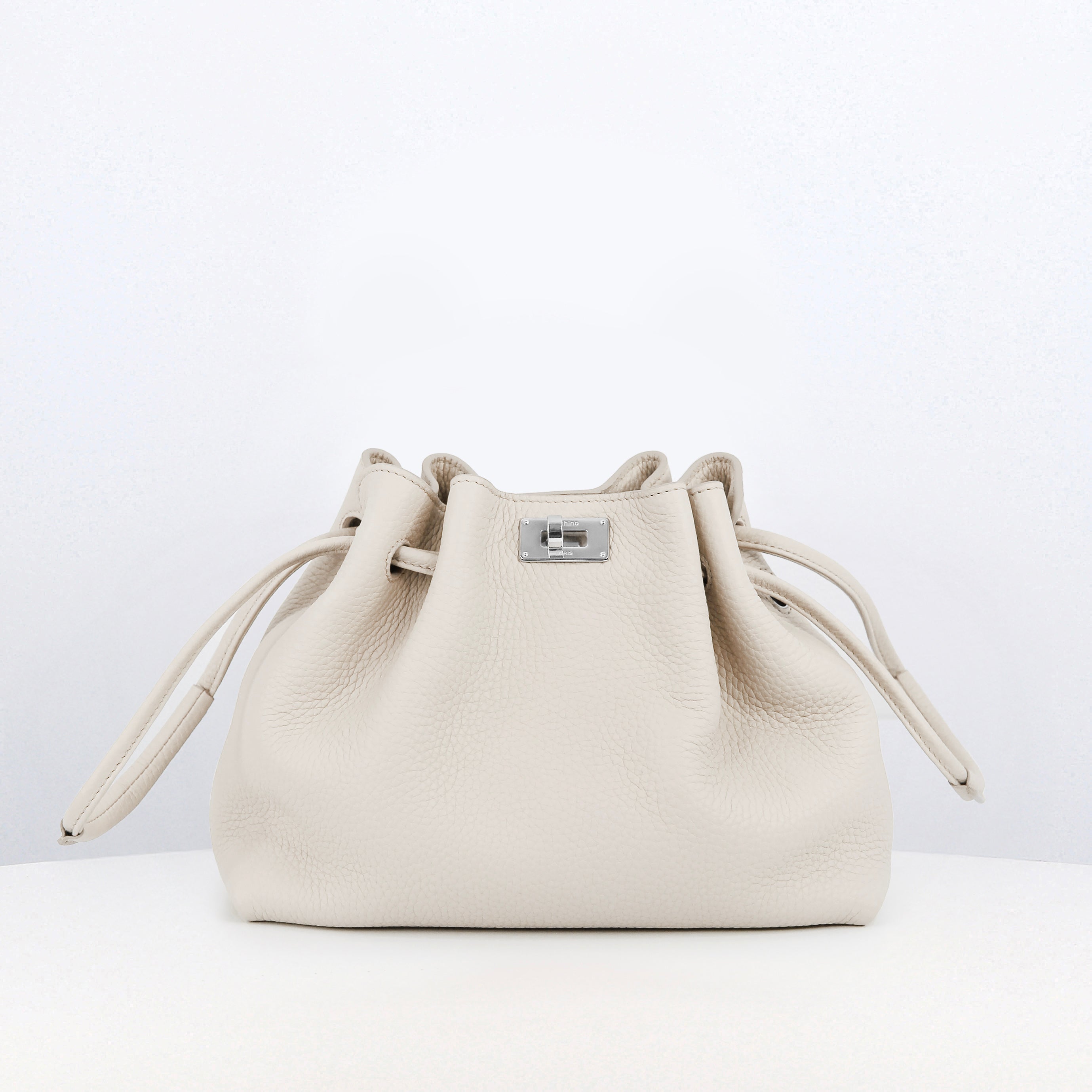LEATHER DRAWSTRING BAG COLETTE MINI IVORY