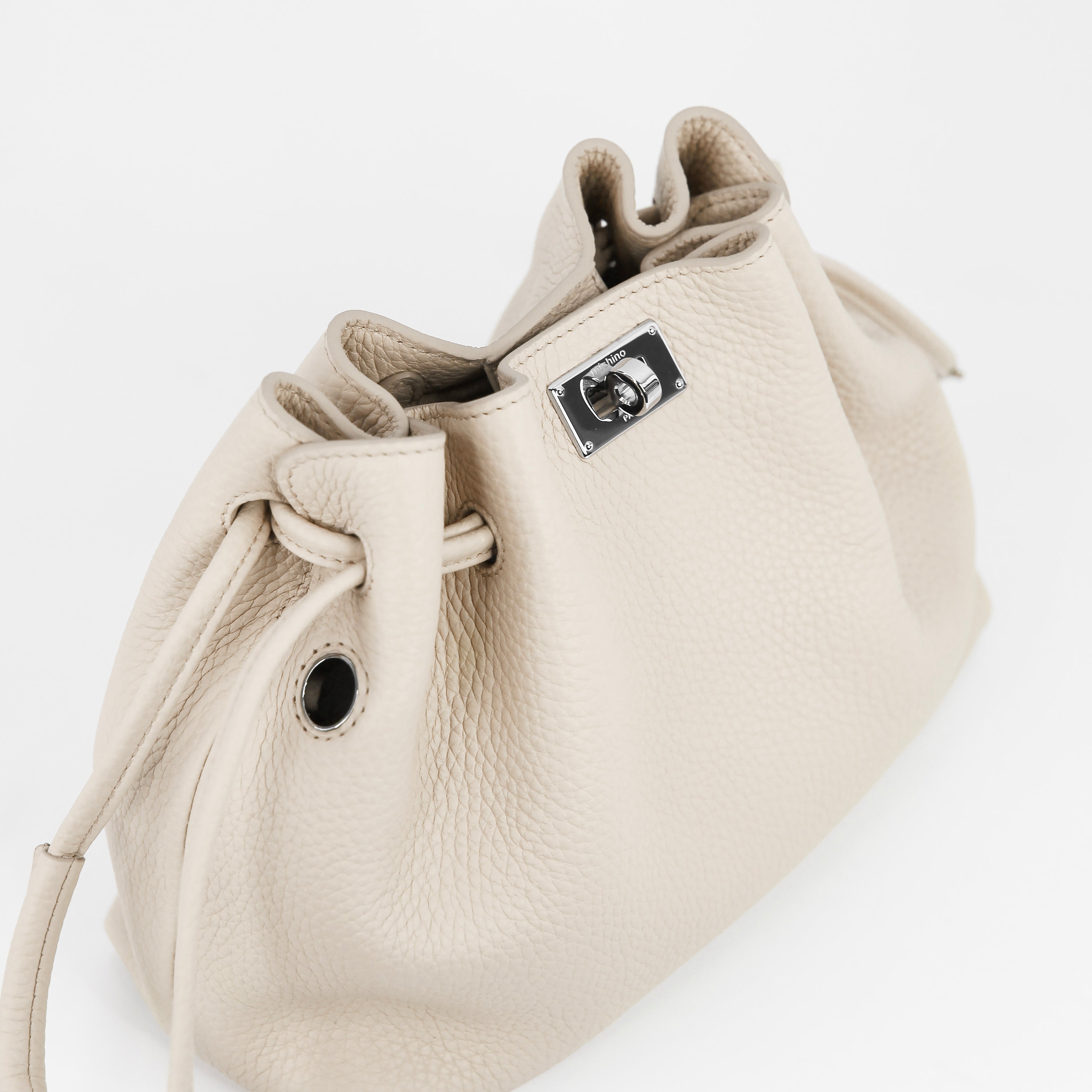 LEATHER DRAWSTRING BAG COLETTE MINI IVORY