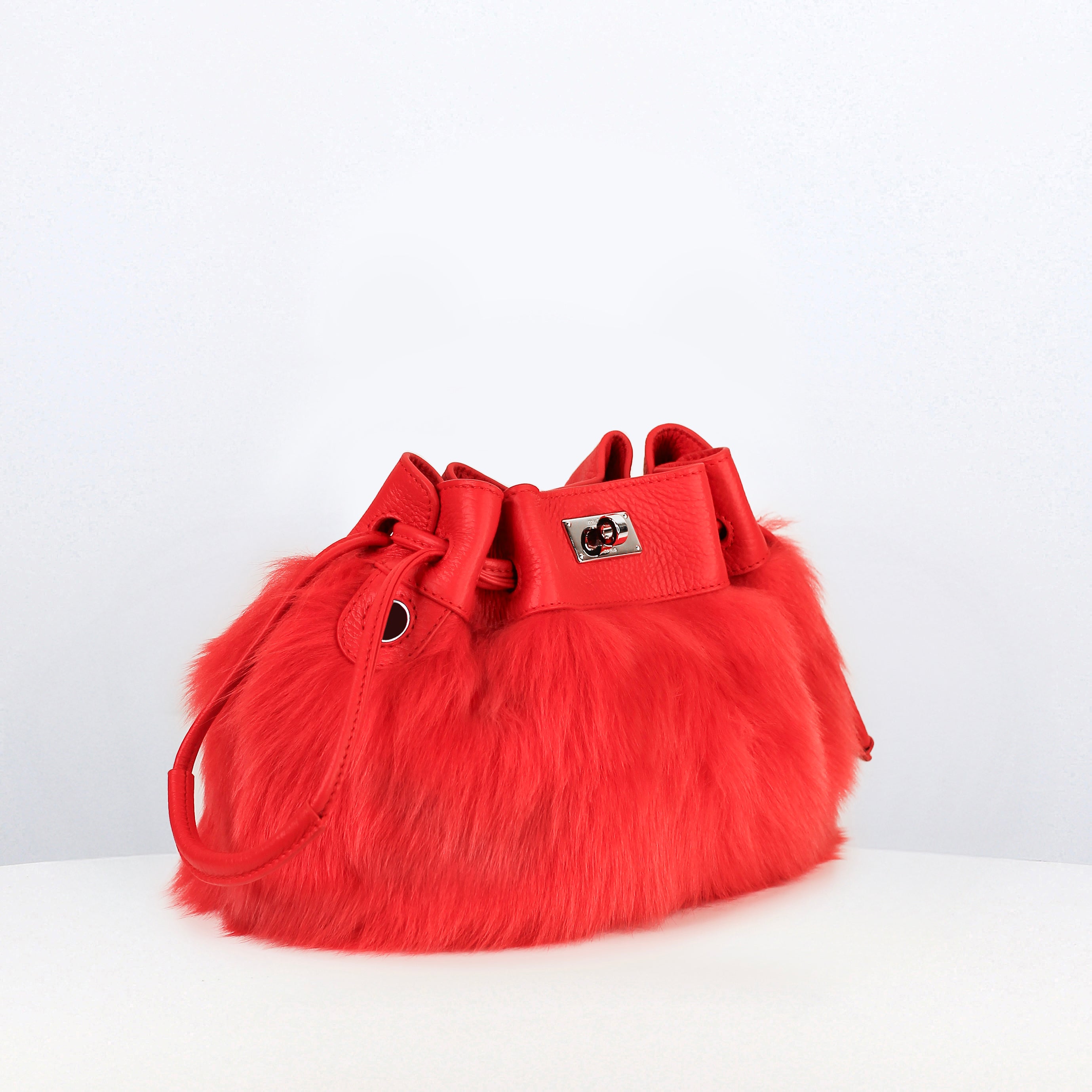 SAC À MAIN EN CUIR ET SHEARLING COLETTE GERANIUM