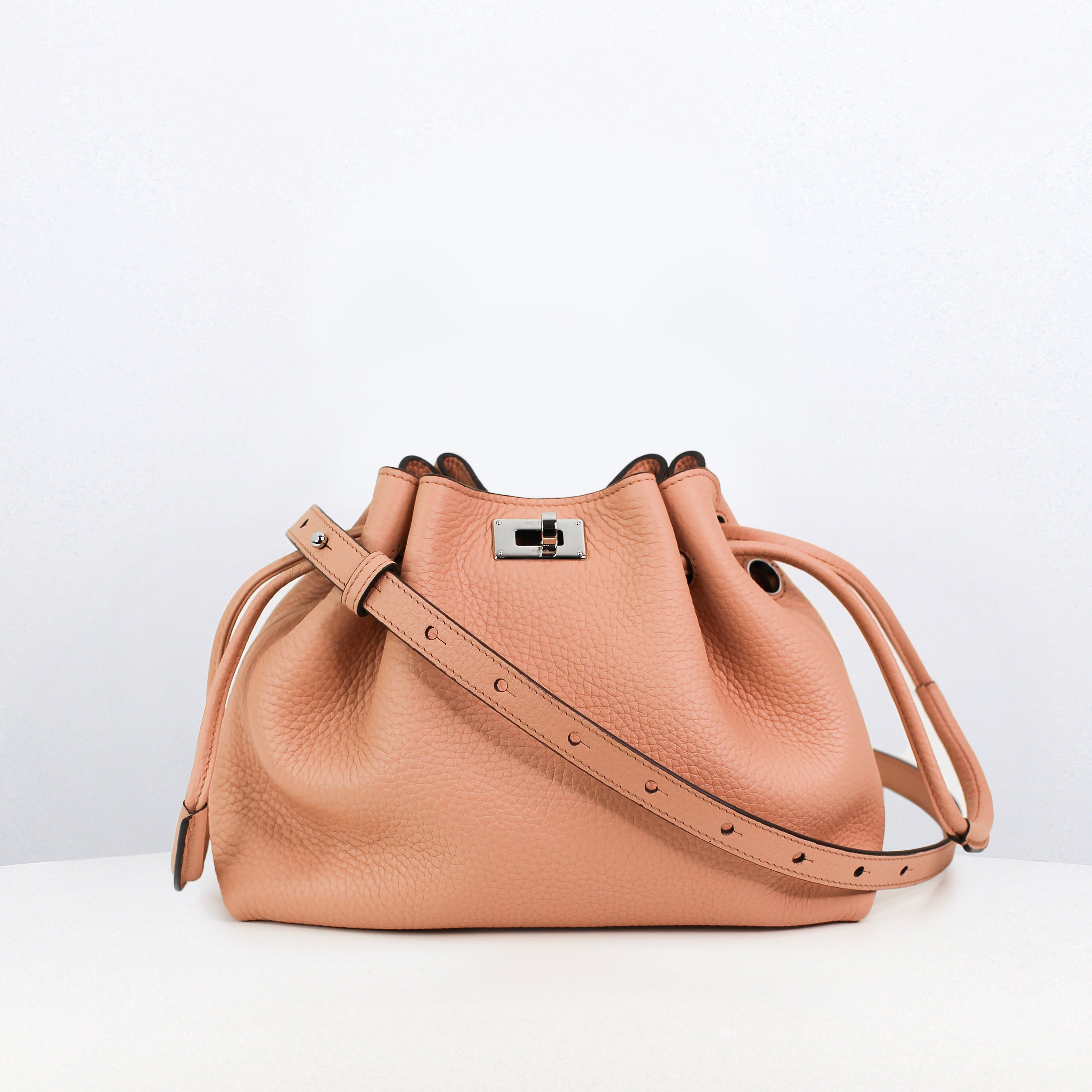 LEATHER DRAWSTRING BAG COLETTE MINI TERRACOTTA