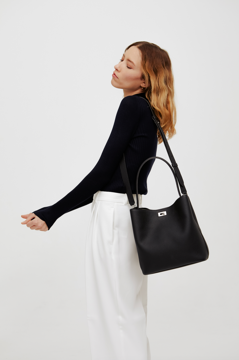 SAC SEAU EN CUIR ODÉON PM NOIR