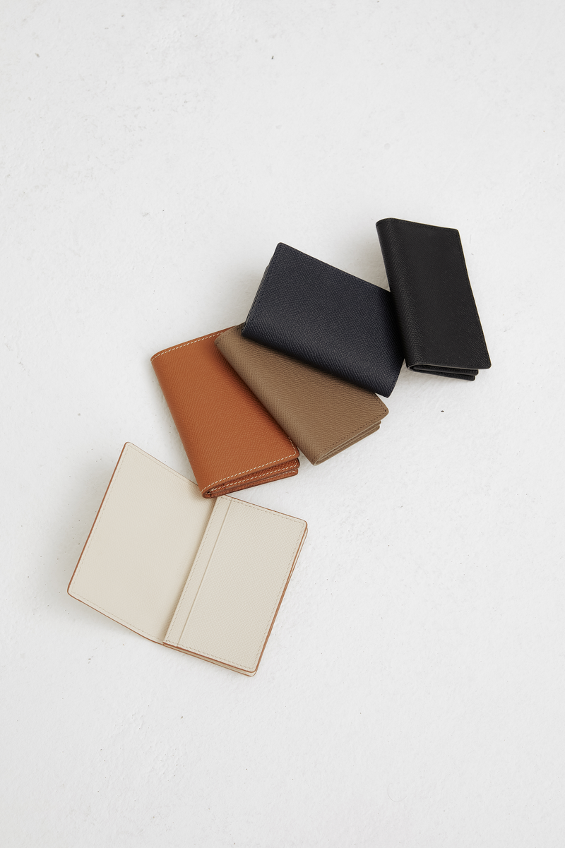 LEATHER BUSINESS CARD HOLDER TAUPE