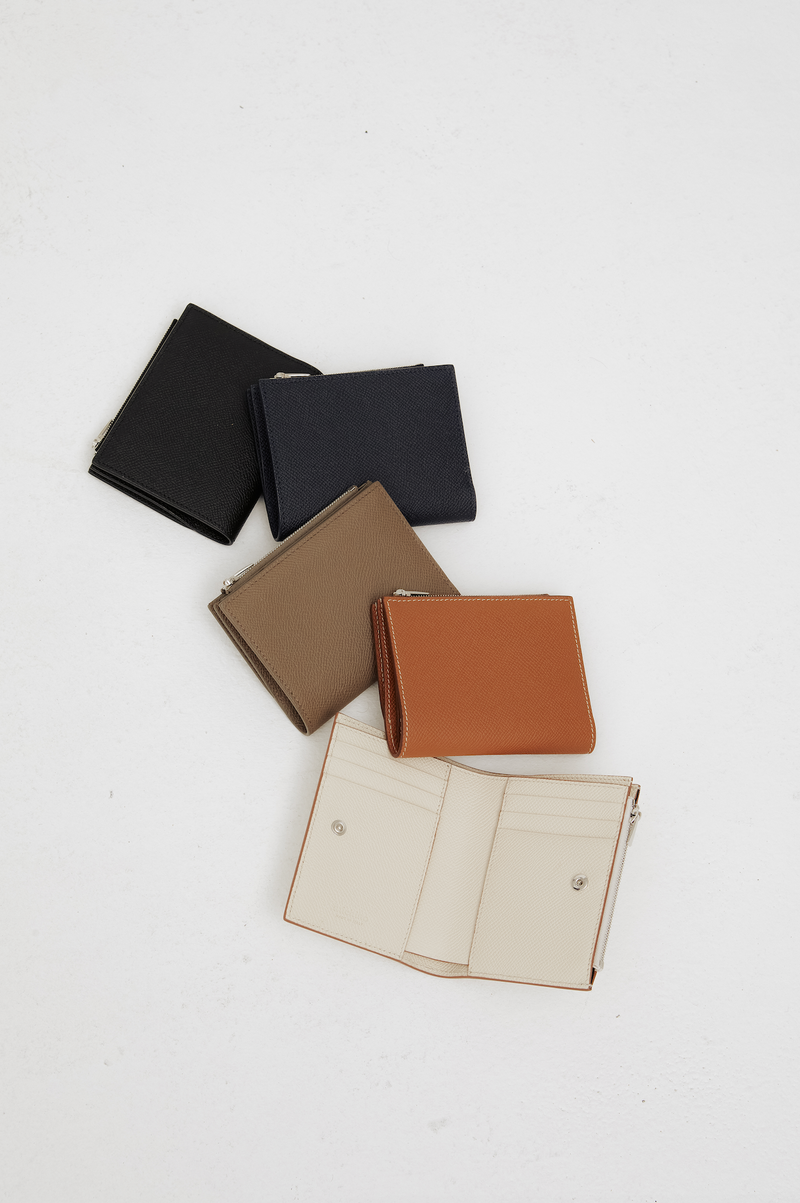 LEATHER BIFOLD ZIP WALLET IVORY