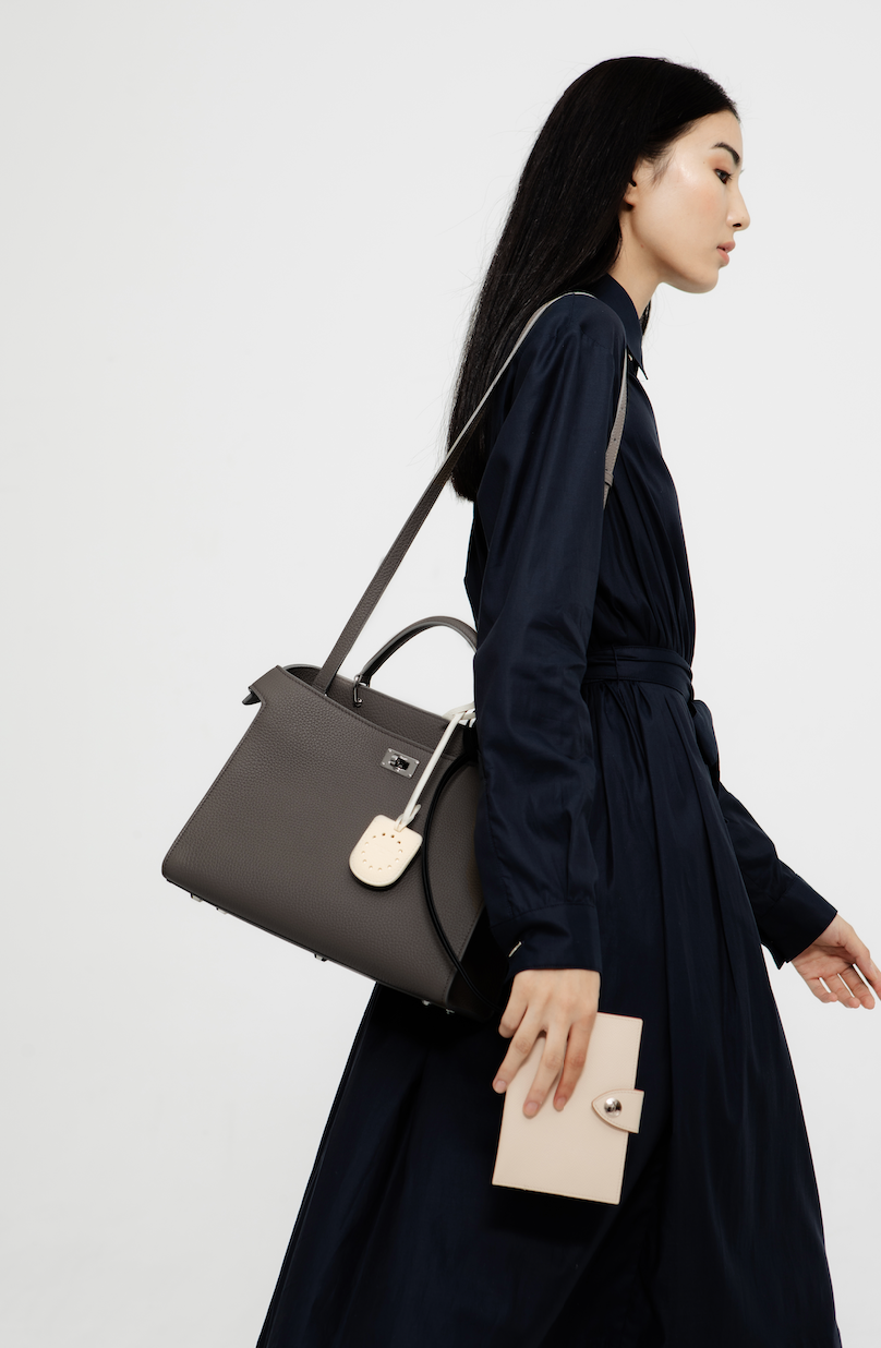 SAC À MAIN EN CUIR LUTECE PM GRIS CHARBON