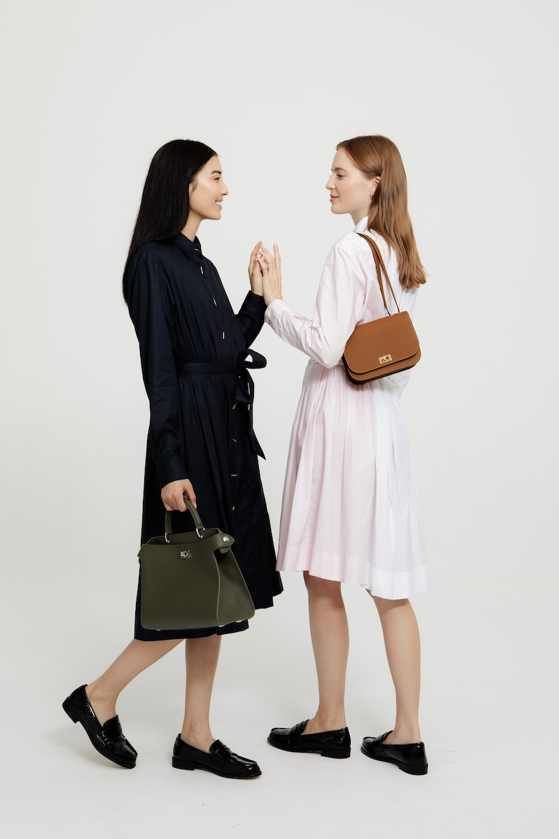 LEATHER HANDBAG LUTECE PM KHAKI