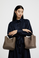 LEATHER BUCKET BAG ODEON MINI TAUPE