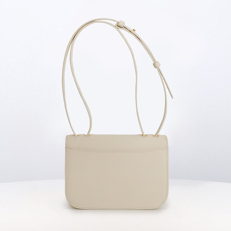 LEATHER FLAP BAG ELYSEE IVORY  