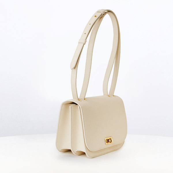 LEATHER FLAP BAG ELYSEE IVORY  