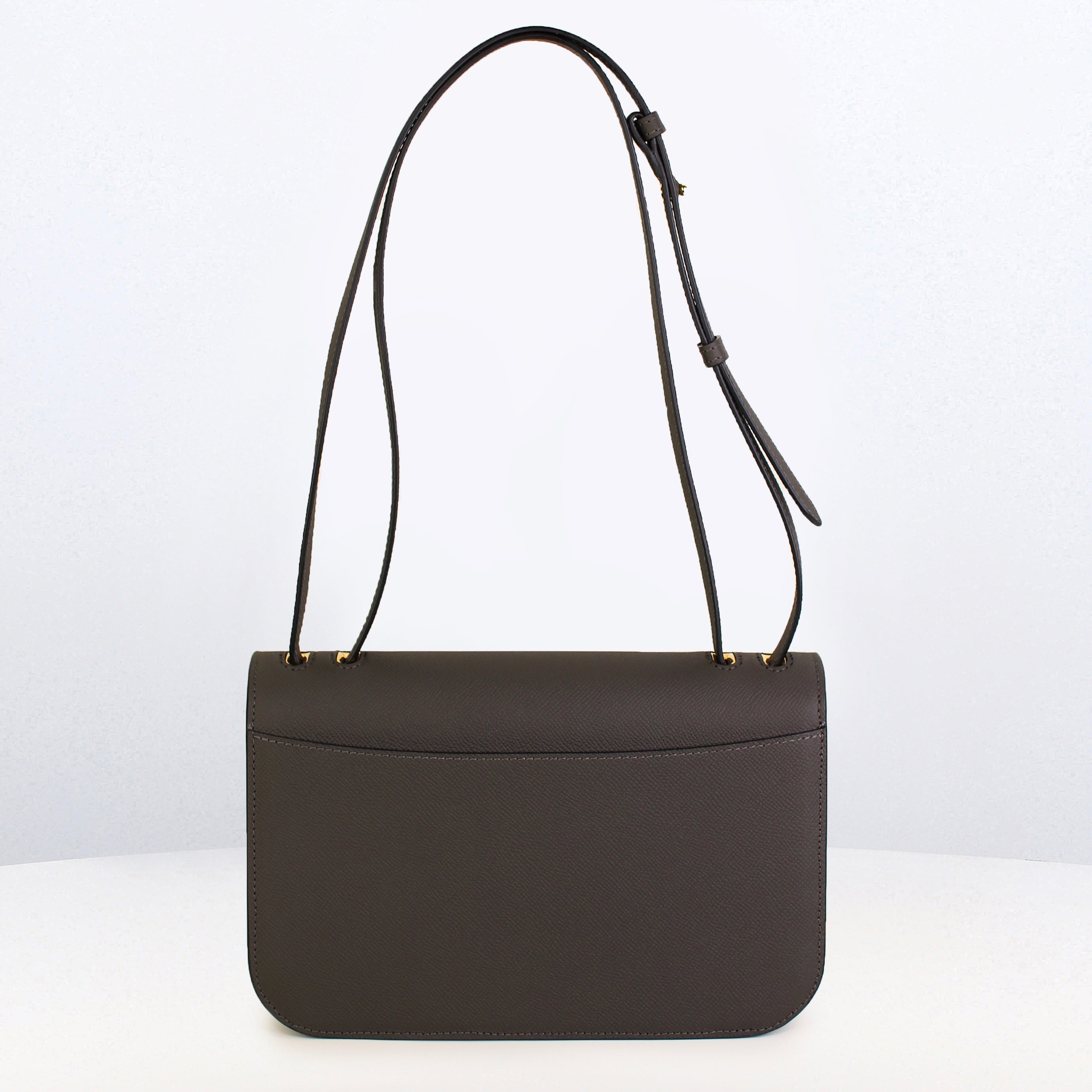LEATHER FLAP BAG ELYSEE BLACK EAST/WEST CHARCOAL GREY