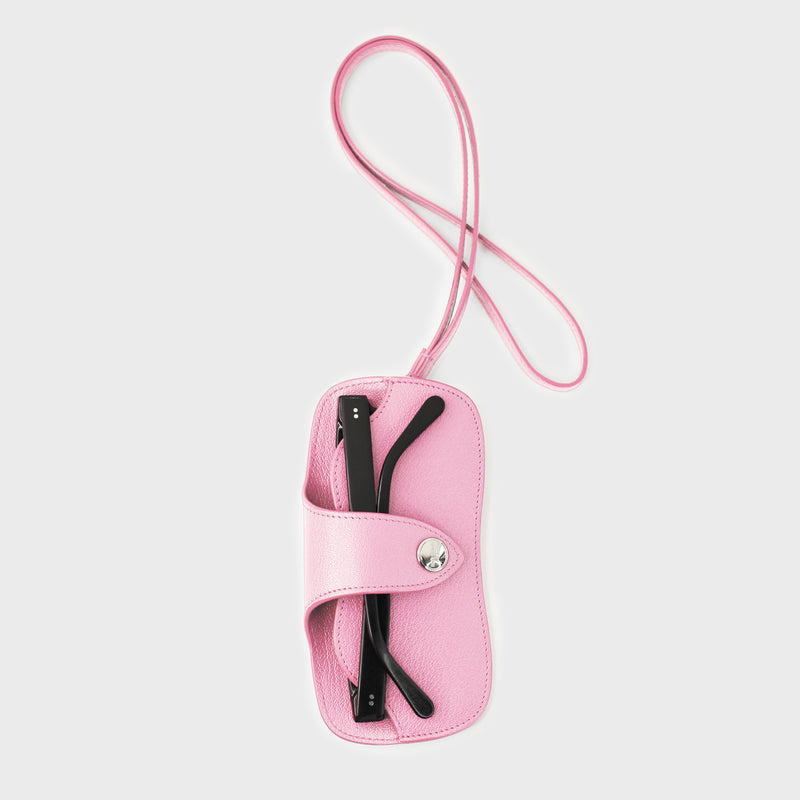 LEATHER GLASSES HOLDER LIGHT PINK
