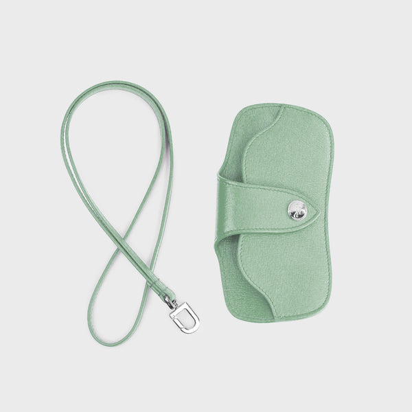 LEATHER GLASSES HOLDER GREEN MINT