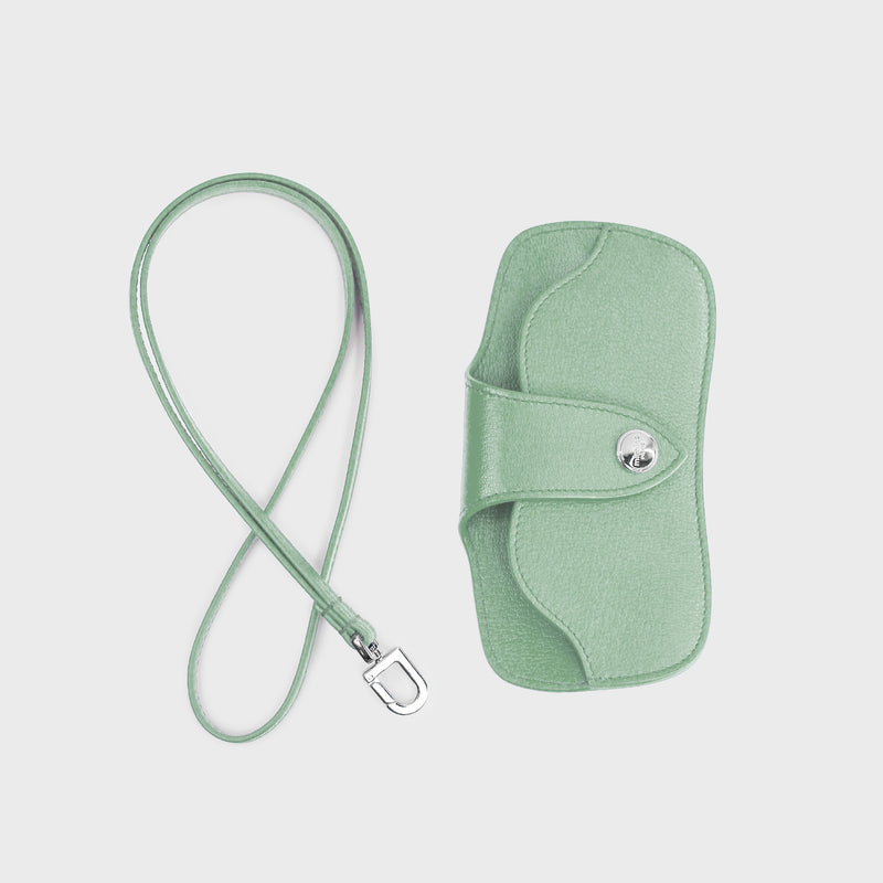 LEATHER GLASSES HOLDER GREEN MINT