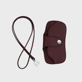 LEATHER GLASSES HOLDER PRUNE