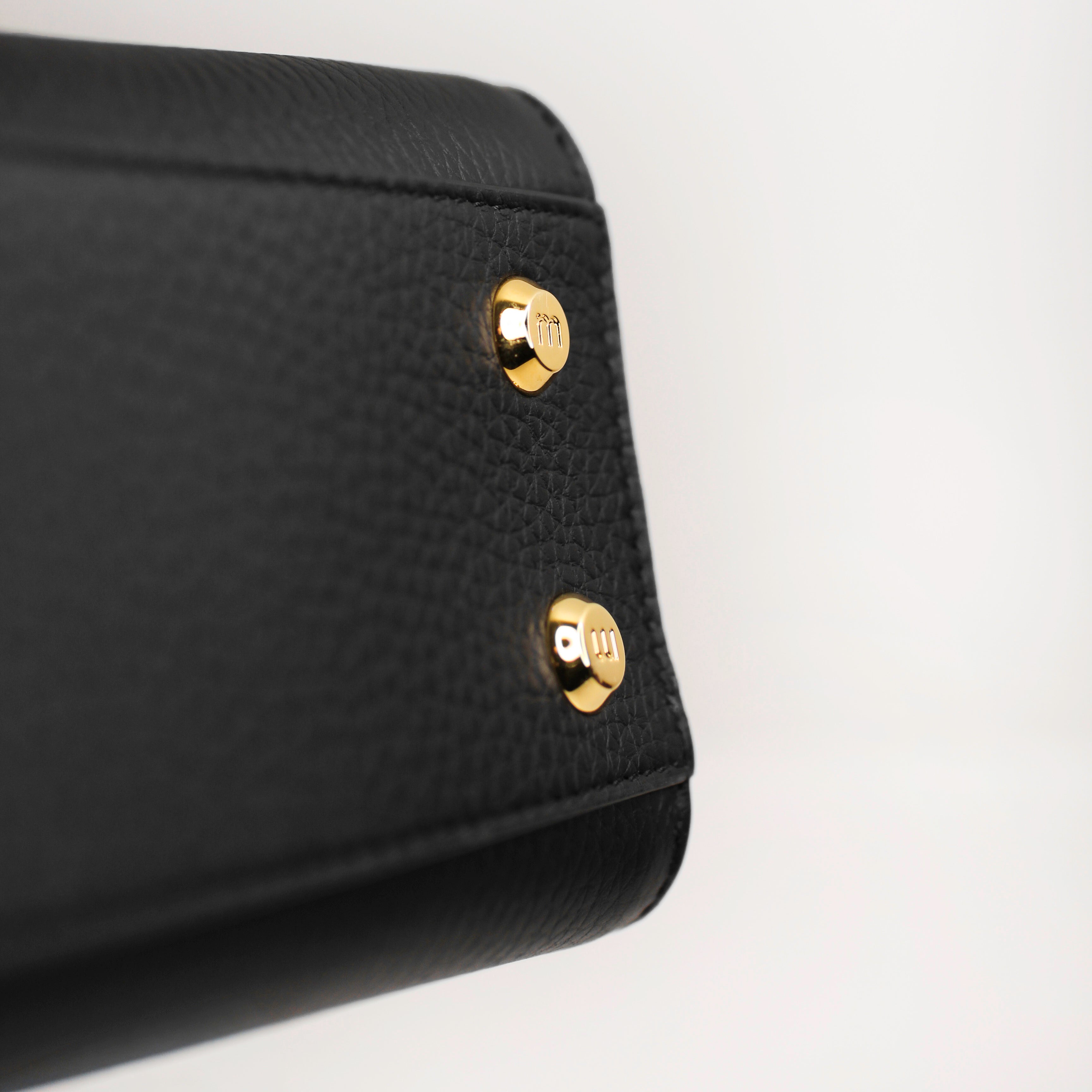 LUTECE MINI LEDERHANDTASCHE SCHWARZ MIT GOLDENEN BESCHLÄGEN