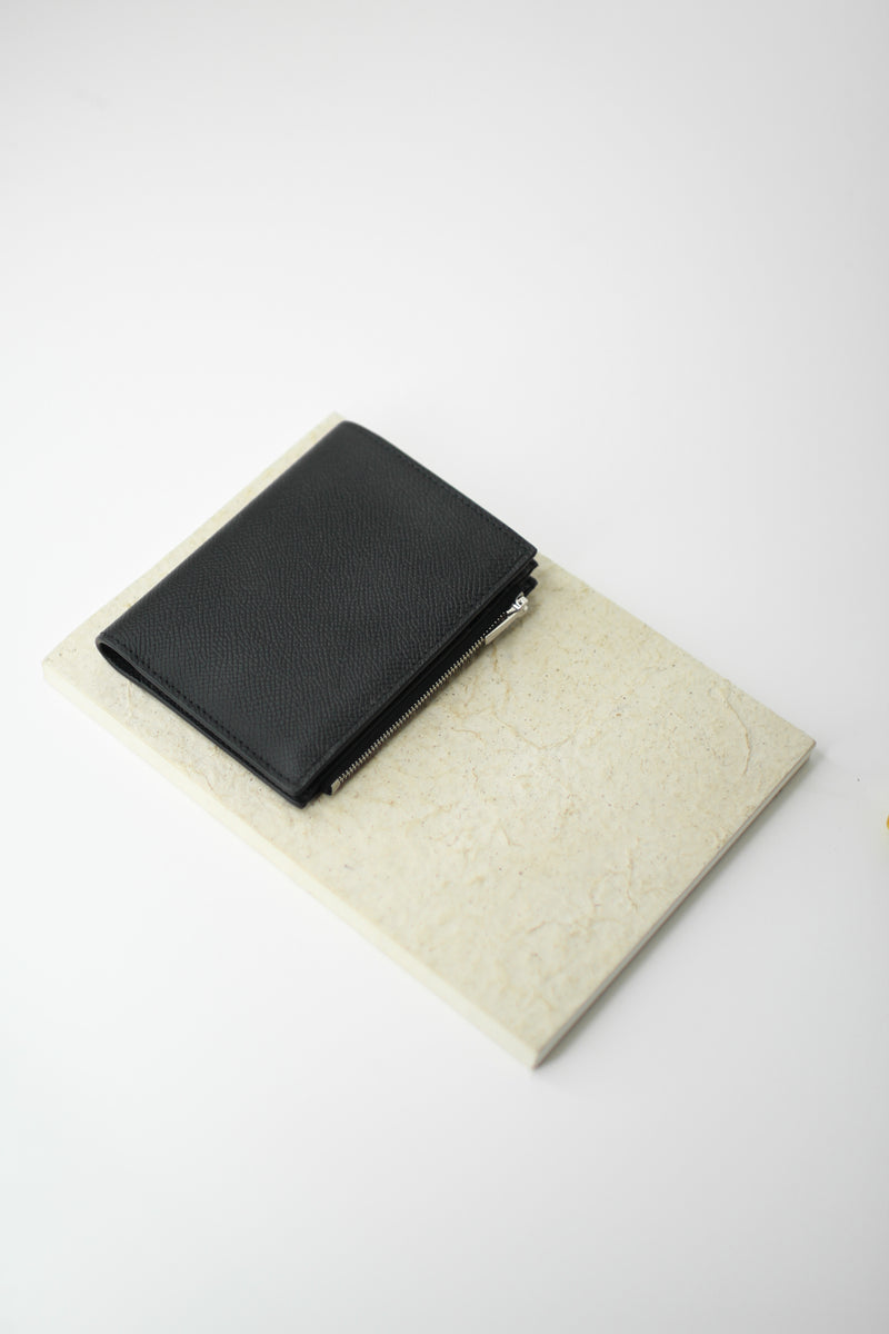 LEATHER BIFOLD ZIP WALLET BLACK