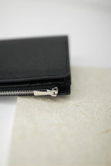 LEATHER BIFOLD ZIP WALLET BLACK