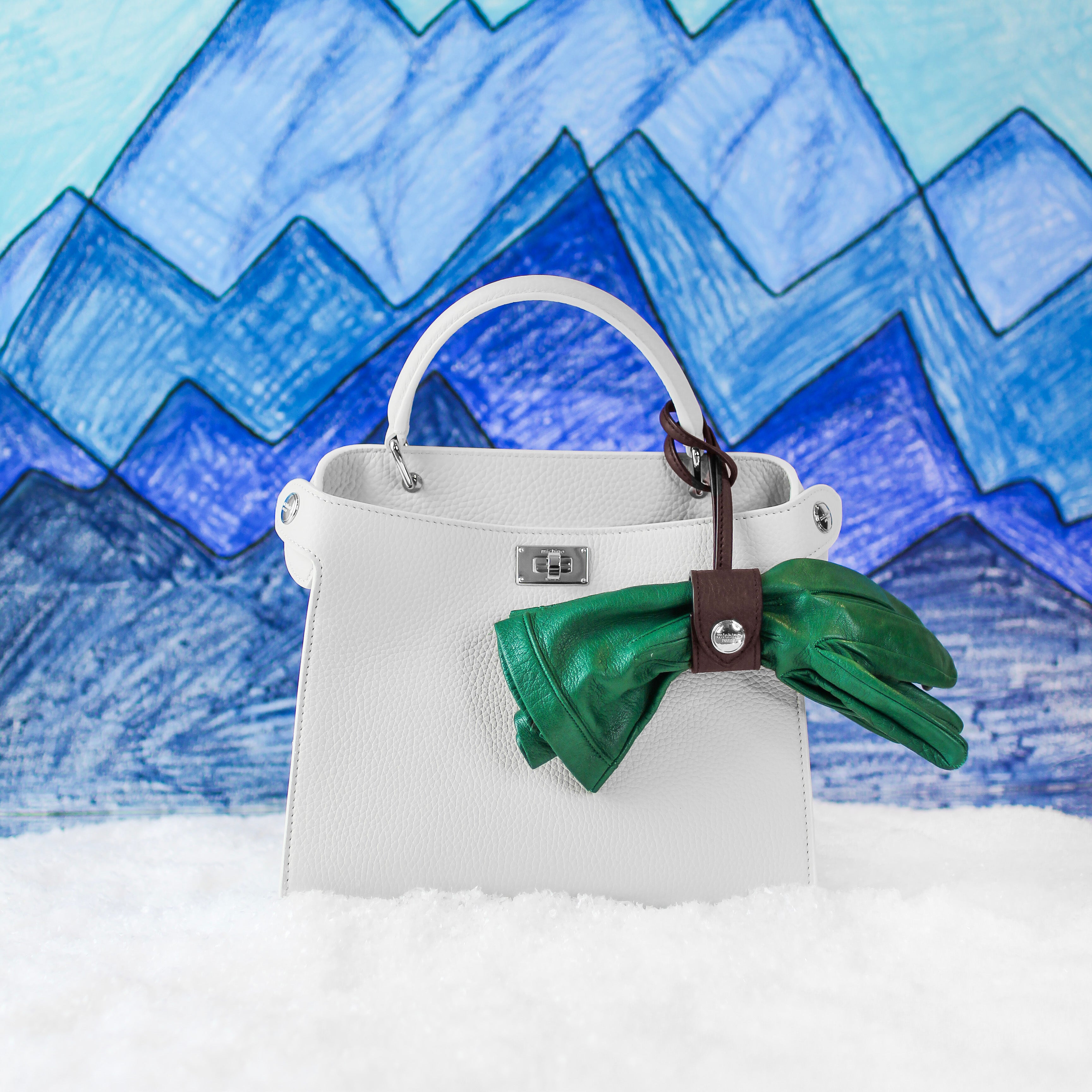 GIFT SET: LUTECE MINI CRAIE LEATHER HANDBAG & PRUNE LEATHER GLOVE HOLDER