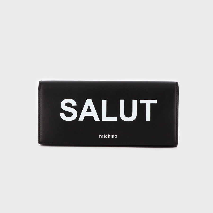 "Archive Event" LONG PORTEFEUILLE EN CUIR LISSE NOIR SALUT