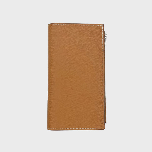 LEATHER LONG ZIP WALLET GOLD