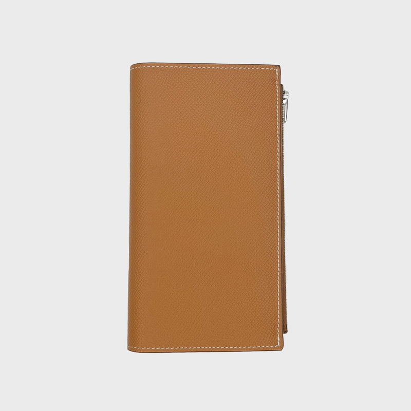 LEATHER LONG ZIP WALLET GOLD