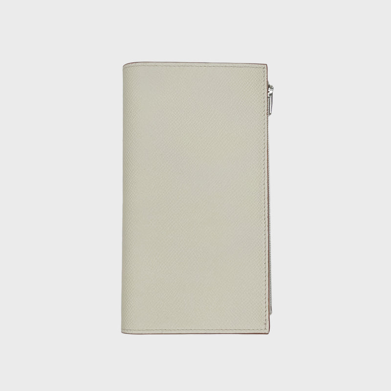LEATHER LONG ZIP WALLET IVORY