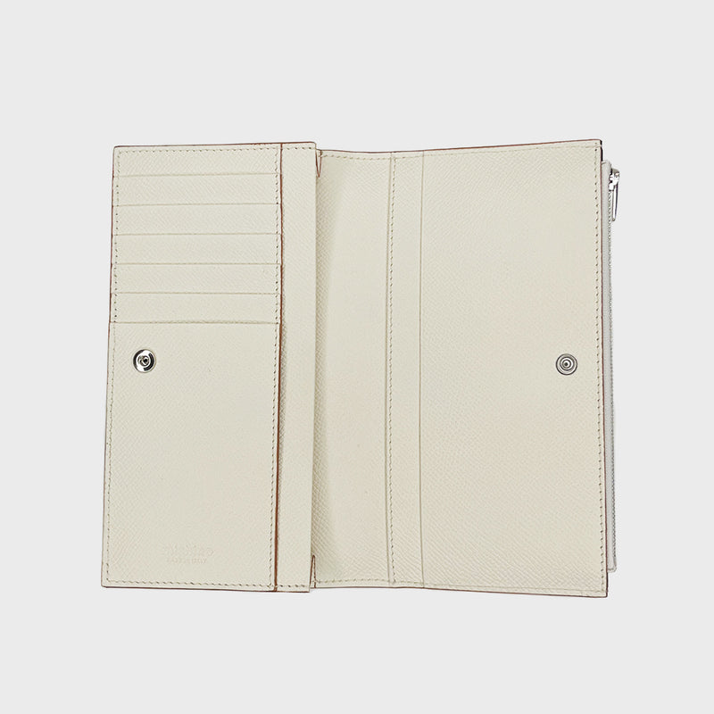 LEATHER LONG ZIP WALLET IVORY