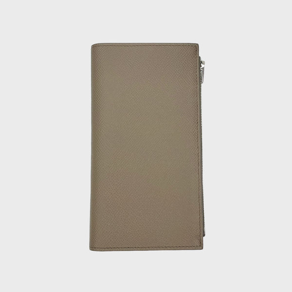 LEATHER LONG ZIP WALLET TAUPE