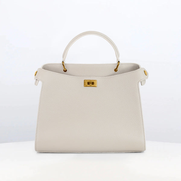 SAC À MAIN EN CUIR LUTECE 27 CRAIE FINITIONS DORÉES