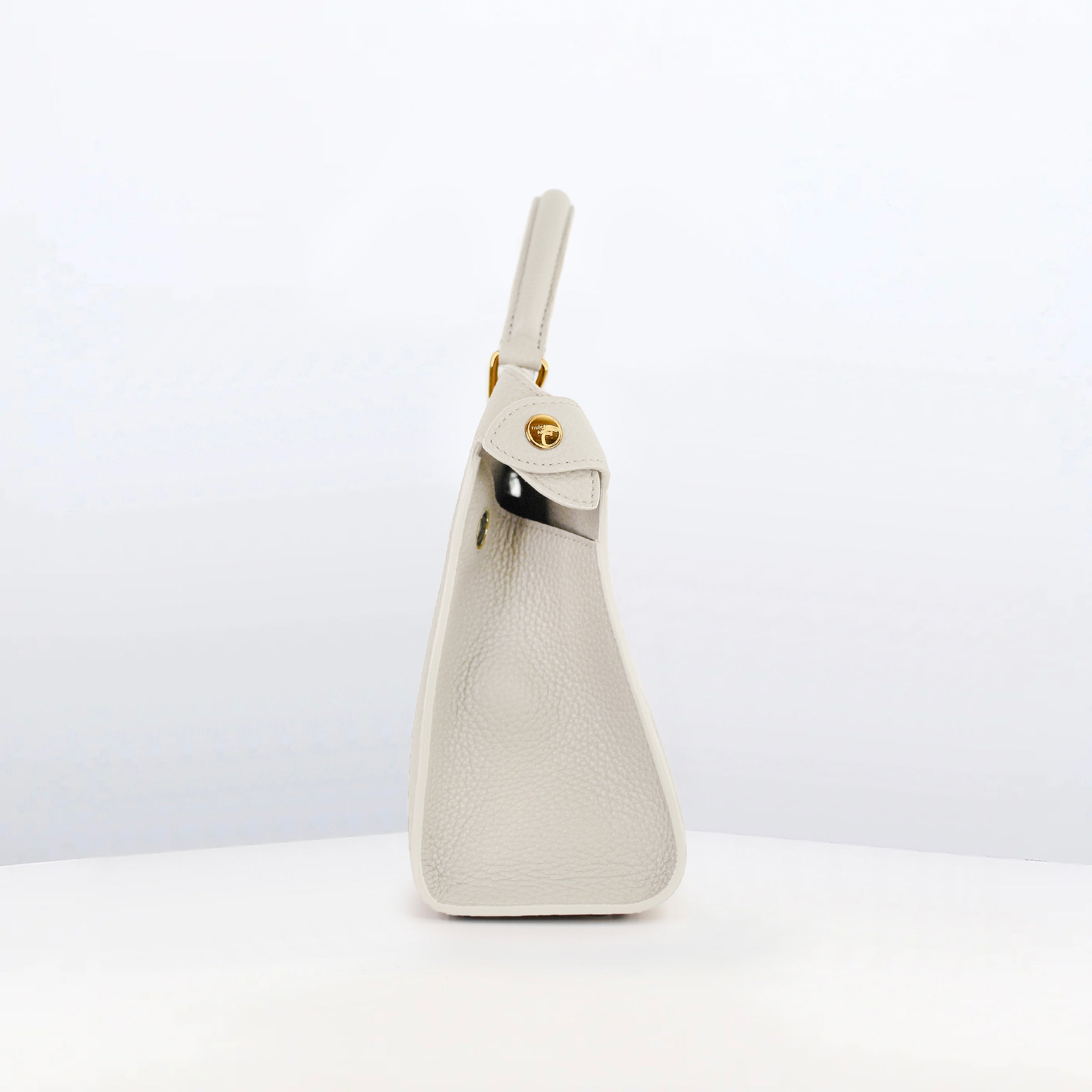 LEATHER HANDBAG LUTECE 27 CRAIE WITH GOLD HARWARE