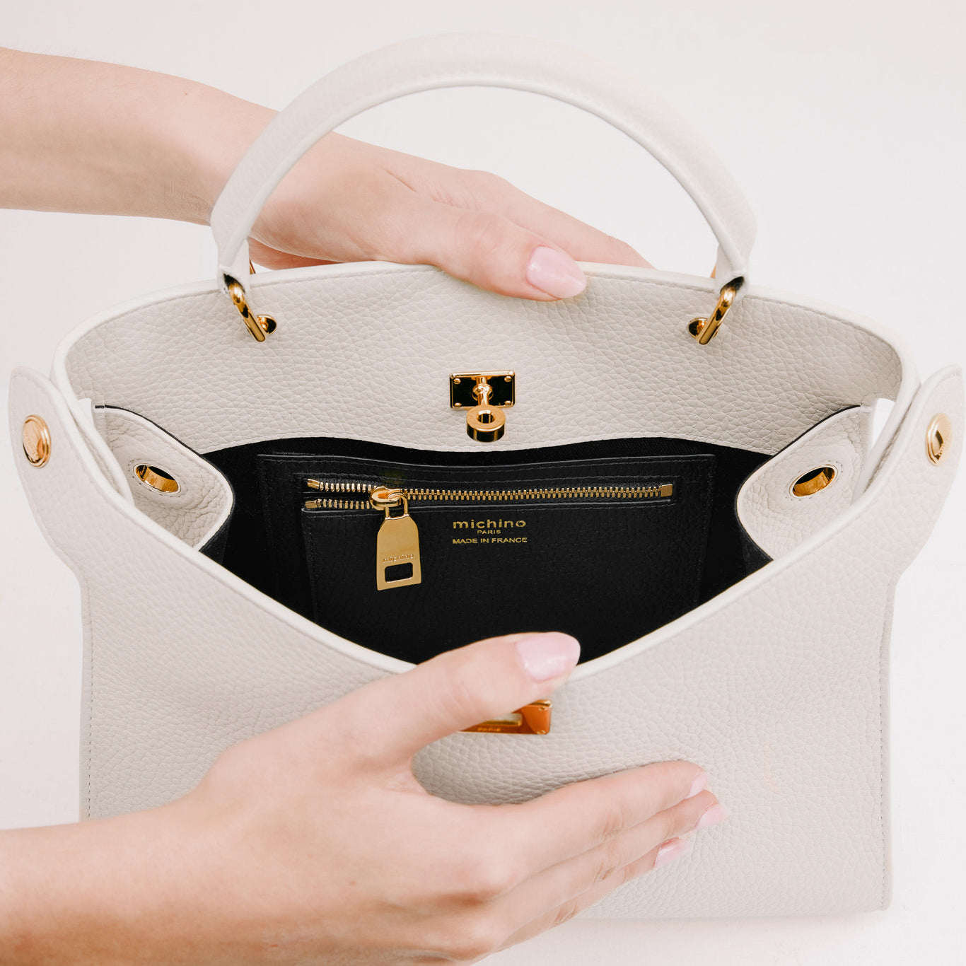 LUTECE 27 LEDERHANDTASCHE CRAIE MIT GOLDVERZIERUNG