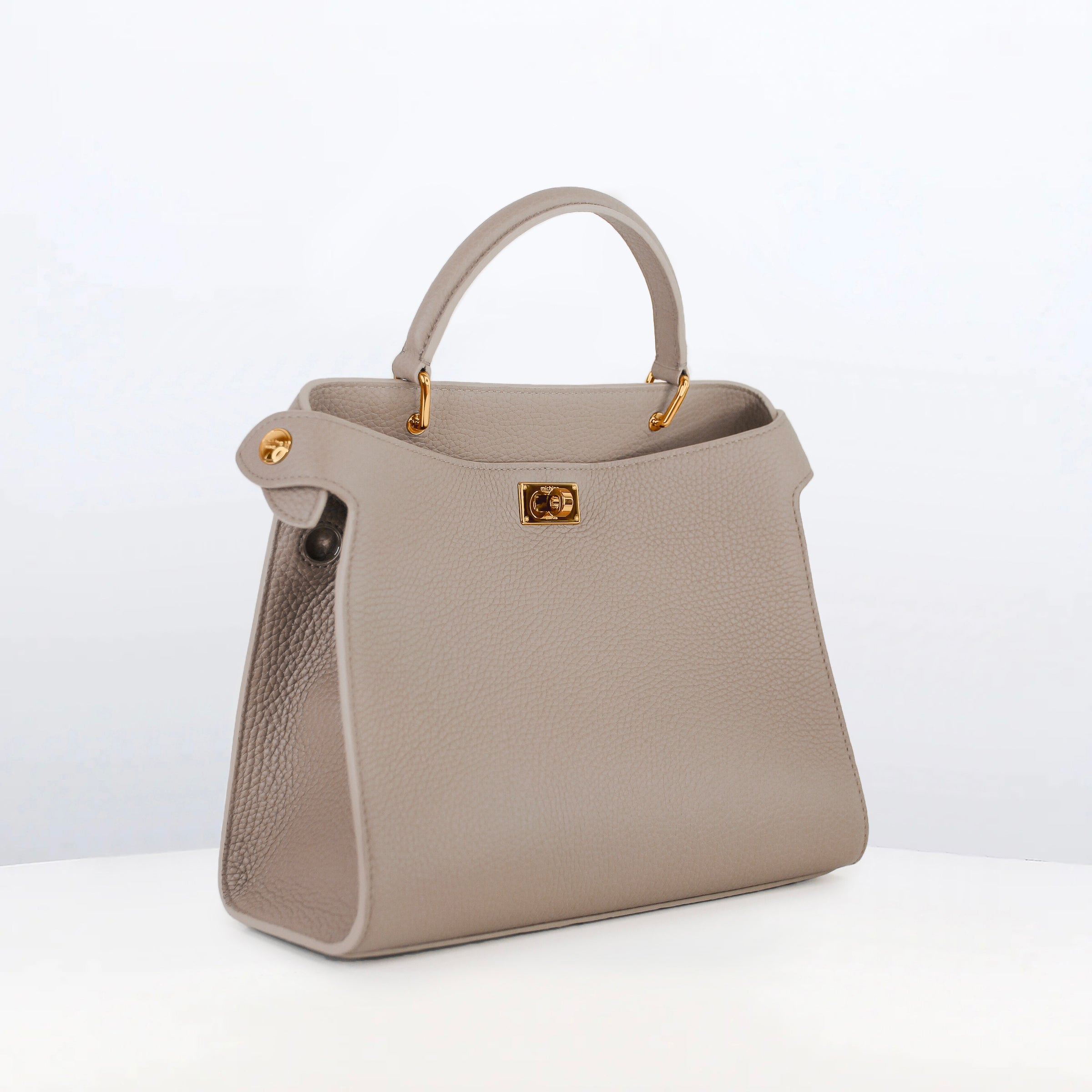 SAC À MAIN EN CUIR LUTECE 27 ELEPHANT FINITIONS DORÉES