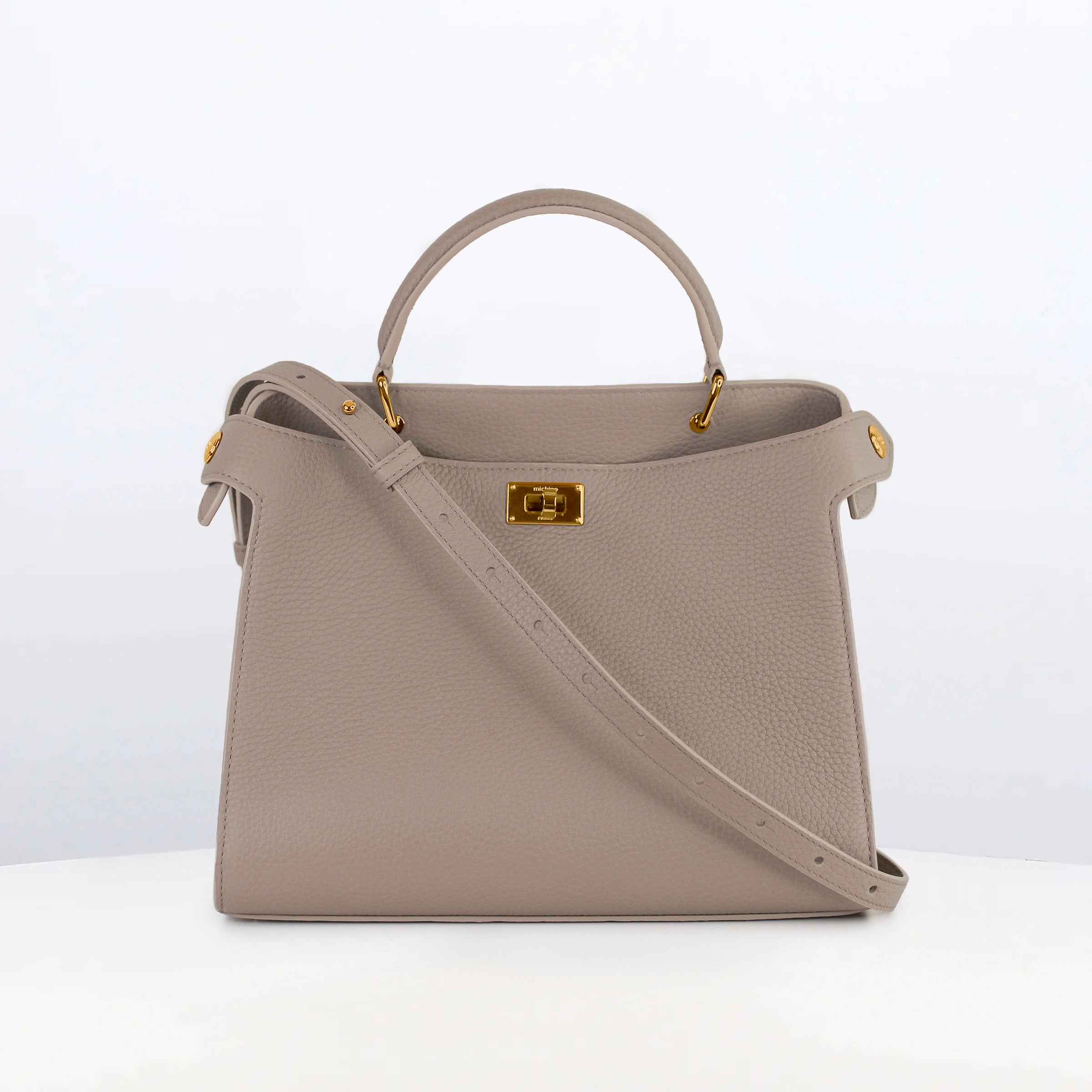 SAC À MAIN EN CUIR LUTECE 27 ELEPHANT FINITIONS DORÉES