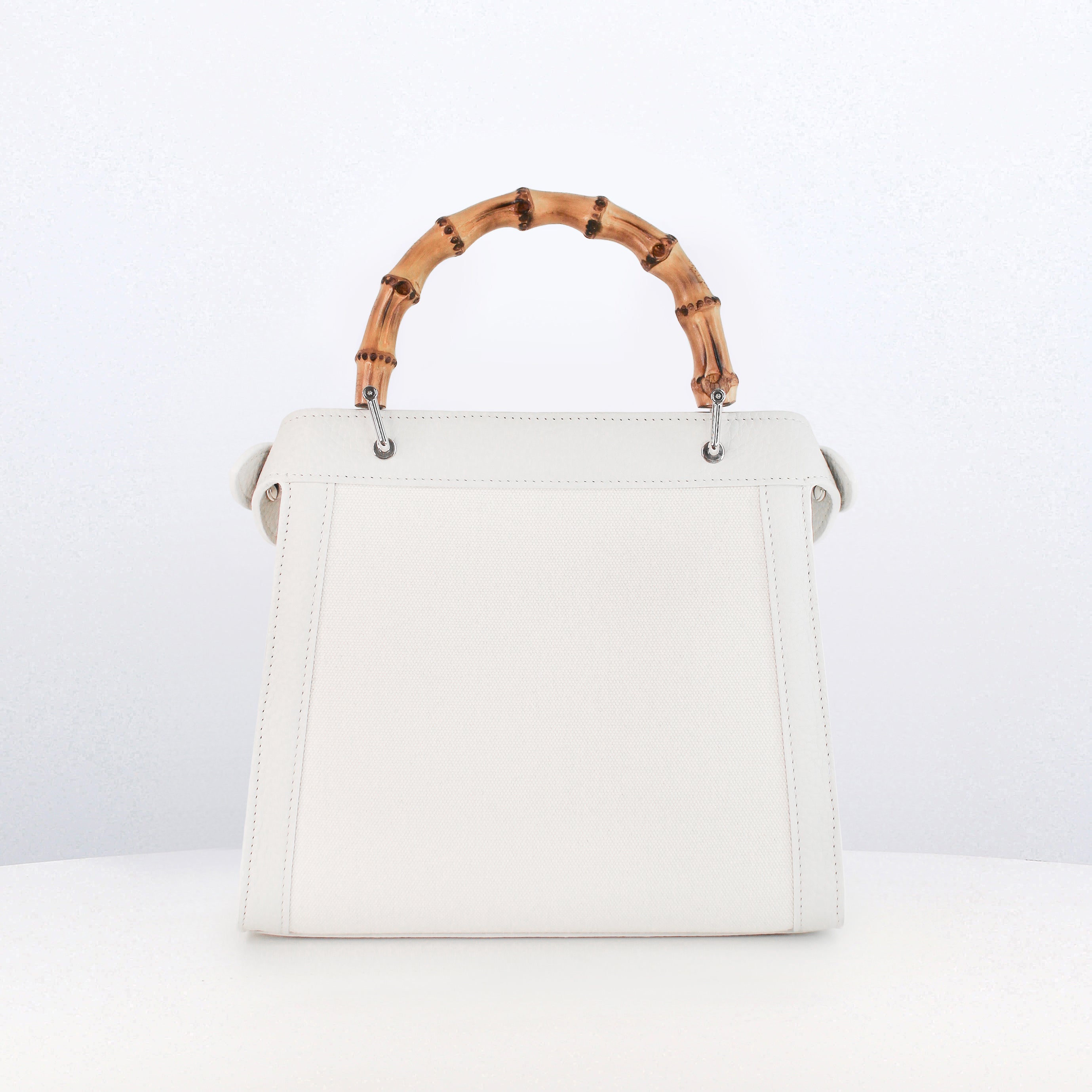 SAC À MAIN EN TOILE LUTECE MINI ARASHIYAMA AVEC POIGNÉE EN BAMBOU