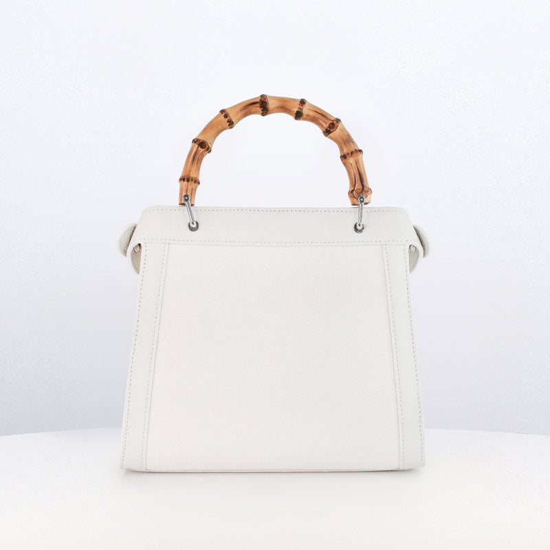 Lutece Mini Arashiyama Canvas Handbag with Bamboo Handle