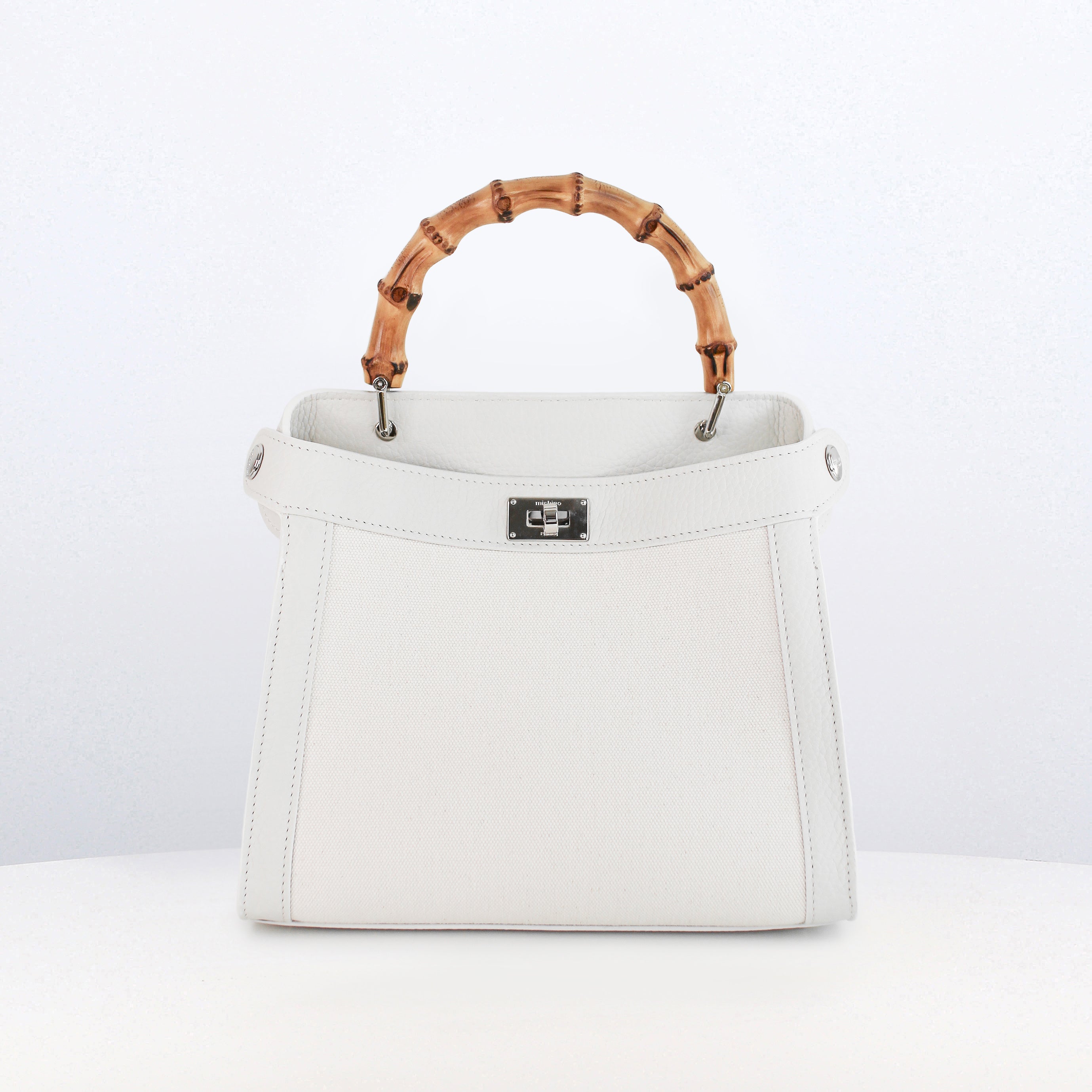 Lutece Mini Arashiyama Canvas Handbag with Bamboo Handle