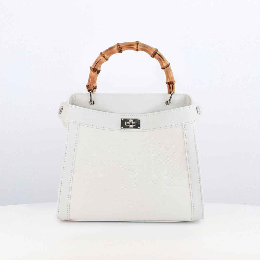 美品✨ジョルジオアルマーニ　パーティバッグ　ハンド　バンブー　筒形　ベージュ ルテスミニ バンブー嵐山 – Michino Paris
