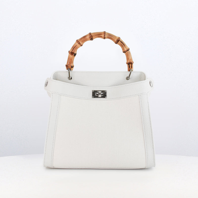 Lutece Mini Arashiyama Canvas Handbag with Bamboo Handle
