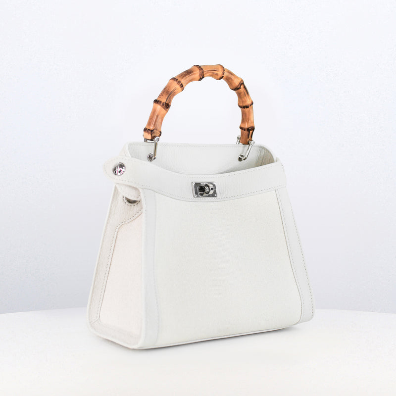 Lutece Mini Arashiyama Canvas Handbag with Bamboo Handle