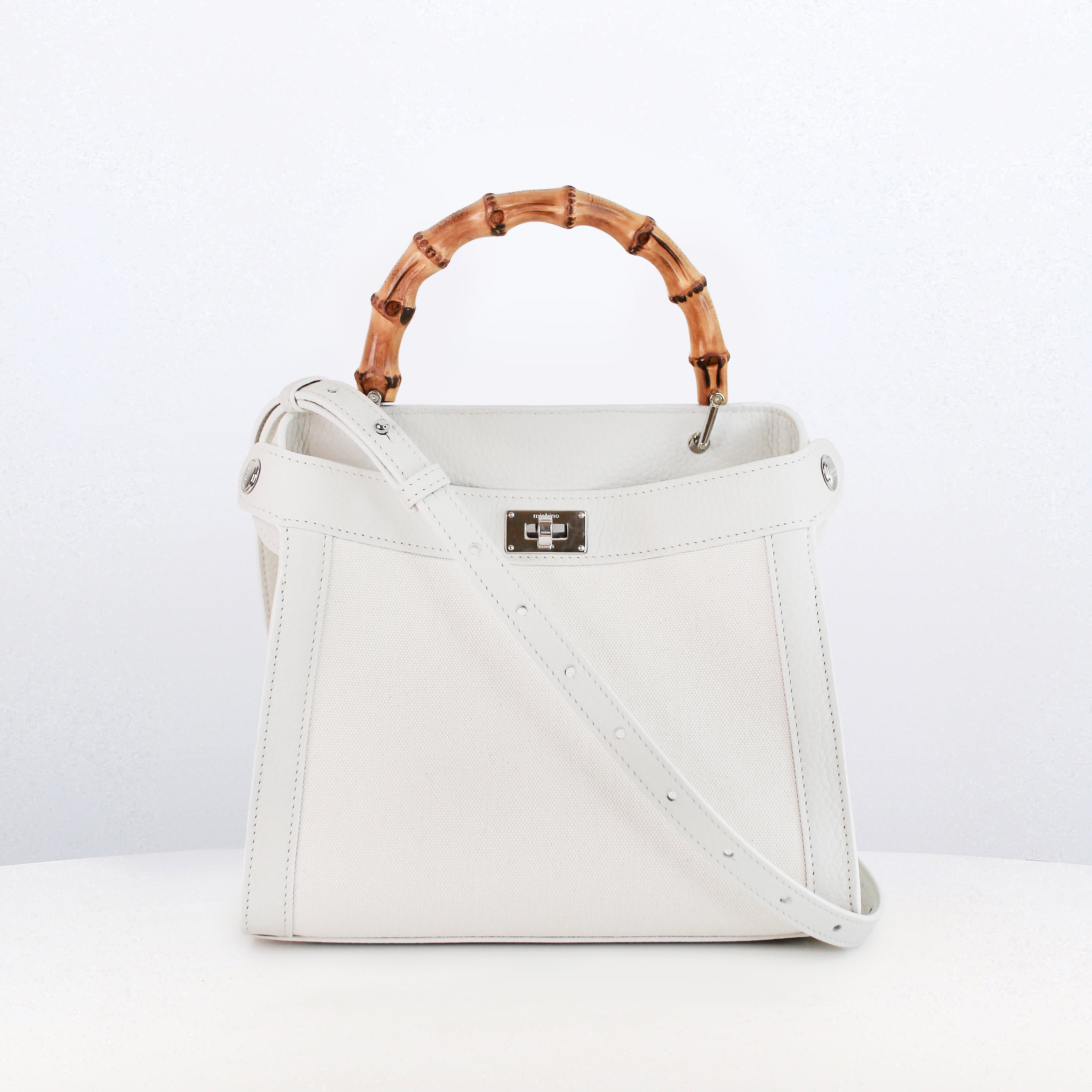 SAC À MAIN EN TOILE LUTECE MINI ARASHIYAMA AVEC POIGNÉE EN BAMBOU