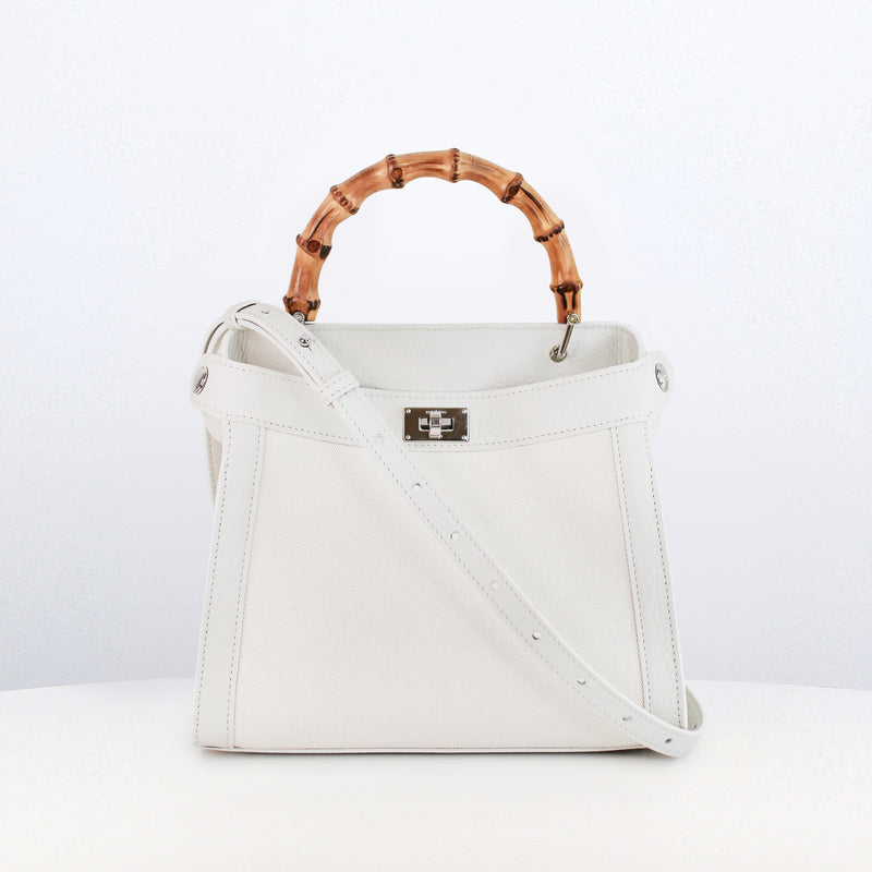 Lutece Mini Arashiyama Canvas Handbag with Bamboo Handle